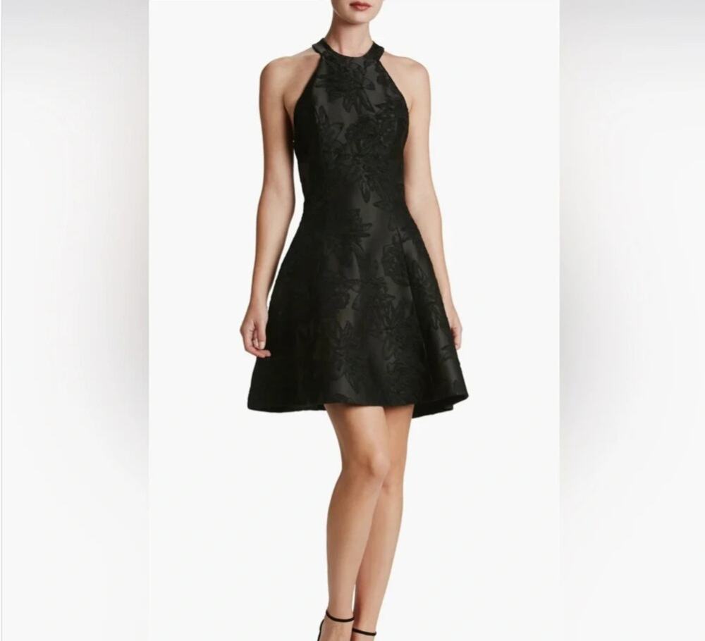 nwt new dress the population black sleeveless halter jacquard dress size Small